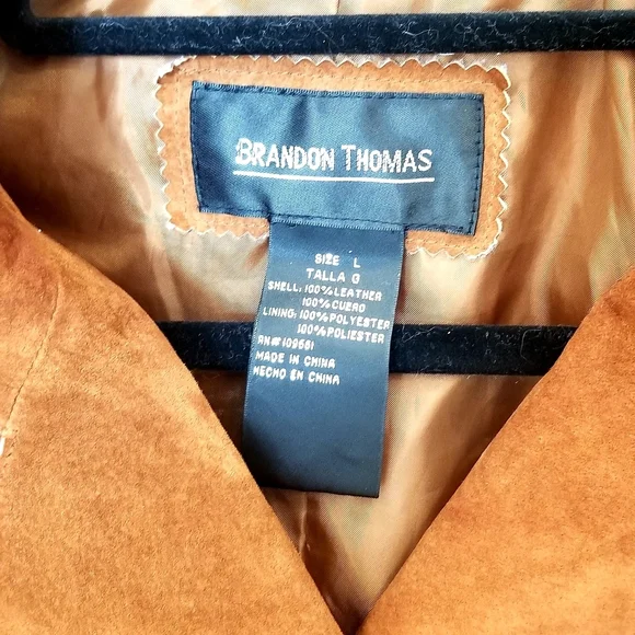 Suede Brandon Thomas Tan Blazer With Button Closure. - Picture 2 of 3